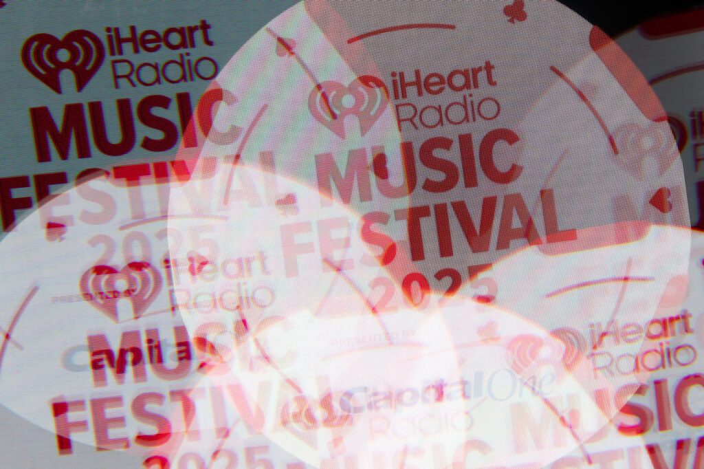 iHeartRadio Music Festival 2025 official logo backdrop in Las Vegas