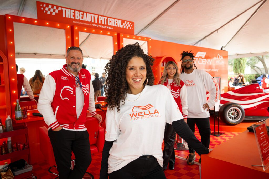 The Wella Professionals beauty pit crew inside the pop-up during Grand Prix weekend in Las Vegas