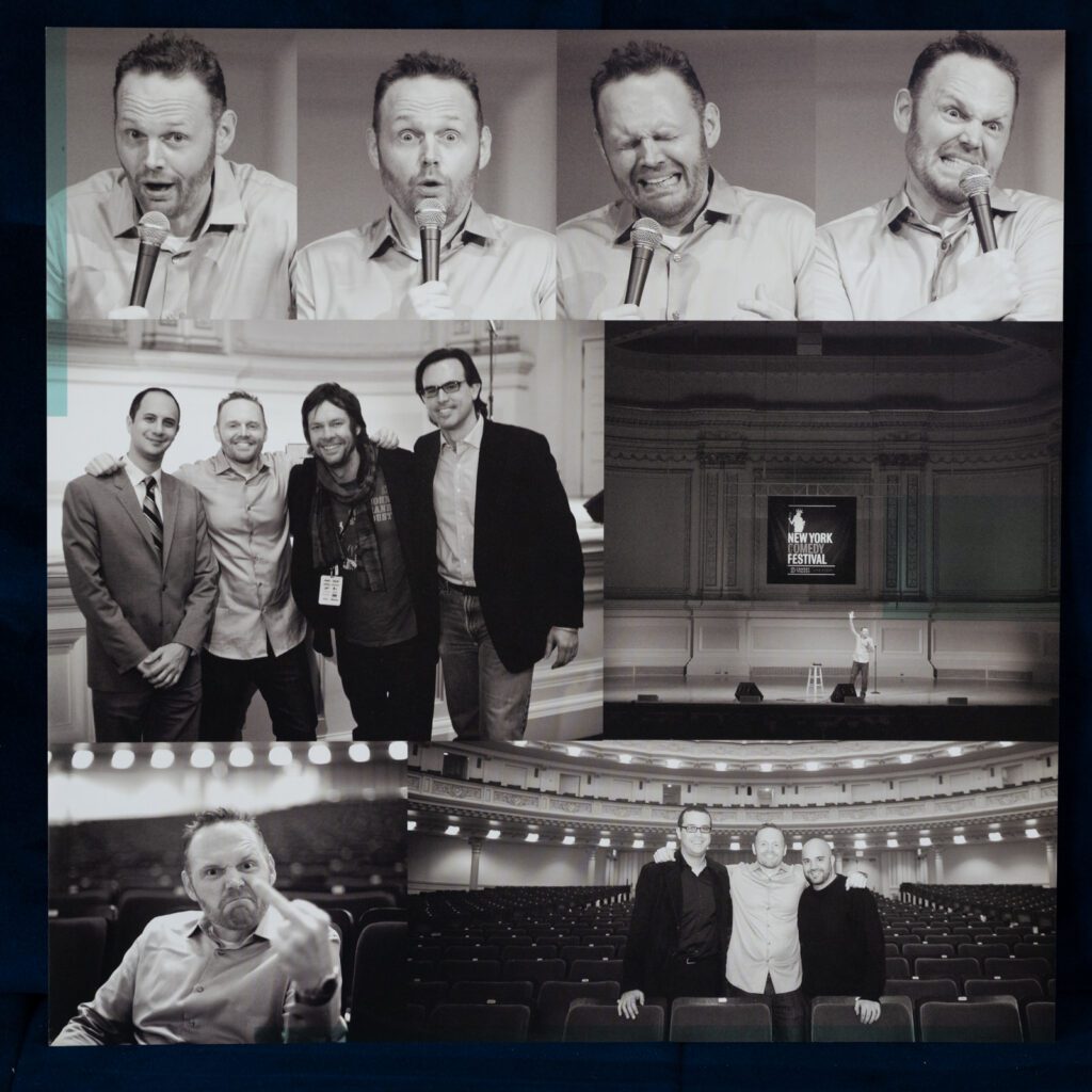 Promotional collage images from Bill Burr Live at Andrew’s House performance at Carnegie Hall