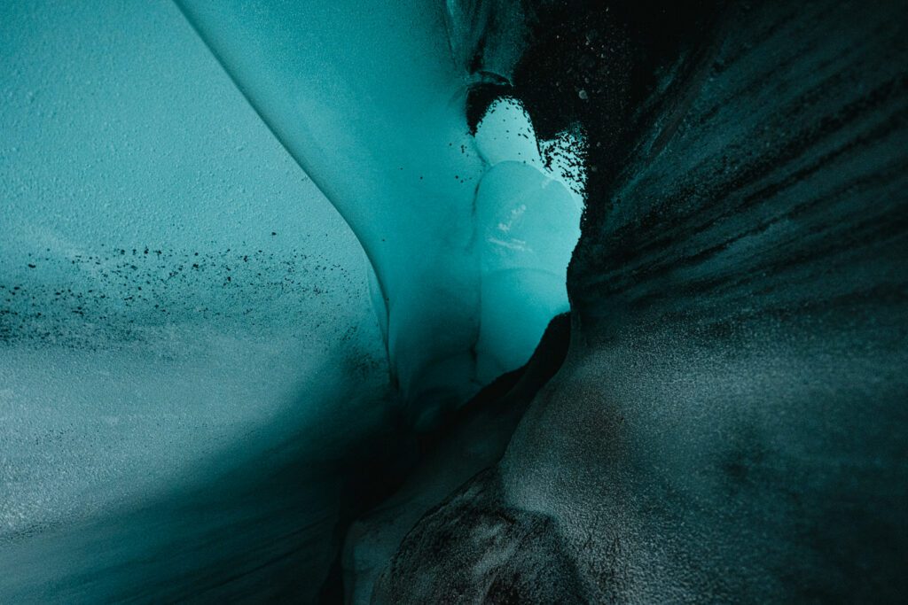 Inside the glacier cave at Katla, Iceland