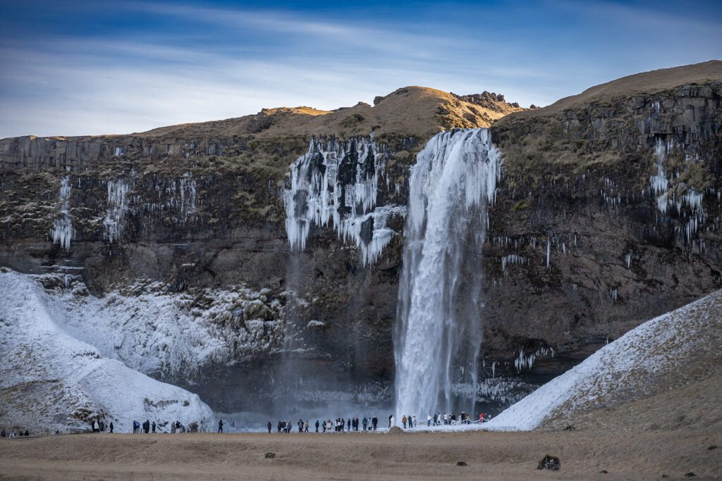 Skógafoss waterfall in winter, Iceland