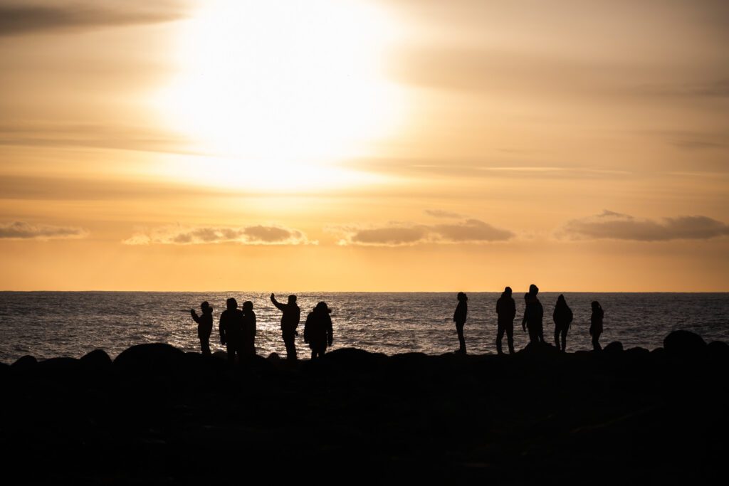 Silhouettes at sunset on Iceland's south coast